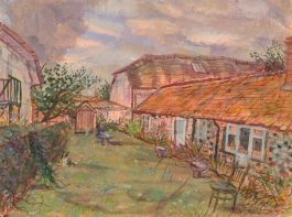 Austin Taylor (1908-1992) - Mid 20th Century Gouache, In The Garden With The Cat