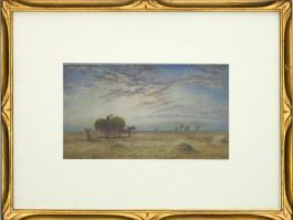 J. W. Oddie (fl.1882-1886) - Framed Watercolour, Gathering the Hay at Dusk