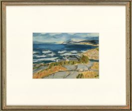 Framed 20th Century Gouache - Coastal Scene
