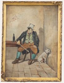 After Fred Barnard - Framed Early 20th Century Oil, Bill Sikes and Bullseye