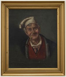 Italian School Late 19th Century Oil - Man with a Pipe