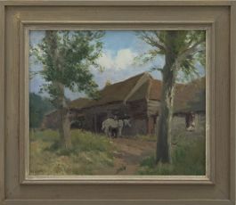 Harry Emerson Lewis (1892-1958)- Framed American School Oil, Taking off the Tack