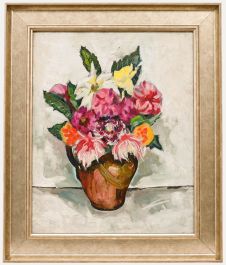 Framed 20th Century Oil - Still Life of Flowers
