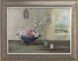 J. O. Rennie - Framed 20th Century Oil, Still Life with Crystal Vessels