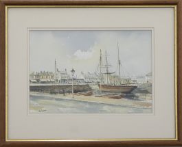 Eric Thompson - Contemporary Watercolour, St Sampsons Harbour from the Bridge