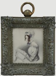 Miniature 1836 Graphite Drawing - Woman Reading