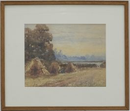 Framed Early 20th Century Watercolour - Sunrise in the Hay Field