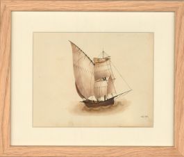 M.G - Framed Early 19th Century Watercolour, Sailing Ship