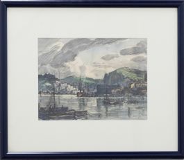 John Edmund Mace RBA (1889-1952) - Framed Mixed Media, Dartmouth Harbour