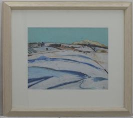 Framed Contemporary Gouache - Snowy Fields
