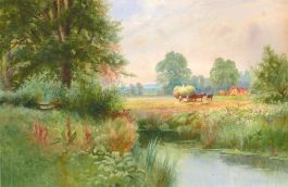Early 20th Century Watercolour - The Last of the Hay