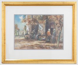 Thomas William Morley (1859-1925) - Watercolour, Honfleur Street Scene
