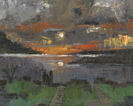 Daniel Nichols - Contemporary Oil, Sunset at Loch Ness