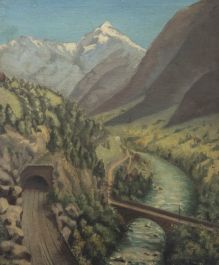 Mid 20th Century Oil - Swiss Mountain Pass