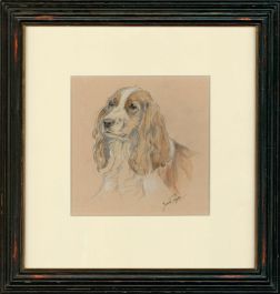 Janet Payne - Framed 20th Century Graphite Drawing, Study of a Spaniel