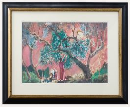 Brother Gilbert Taylor (1916-2004) - Watercolour, Olive Pickers, Monte Cassino