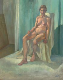 M.S.W - 20th Century Oil, Seated Nude Figure