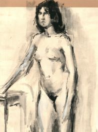 20th Century Watercolour - Standing Nude