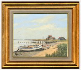 Keith W Hastings - Framed Contemporary Oil, Boats at Walberswick