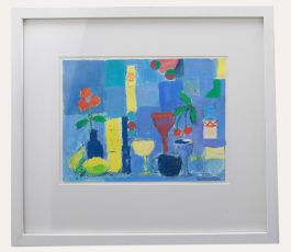 Bo Rydstern - Framed Contemporary Mixed Media, Still Life with Fruit & Vessels