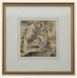 19th Century Watercolour - Soldiers at Rest