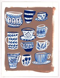Jemma Jamie - Contemporary Gouache, Blue and White Pottery