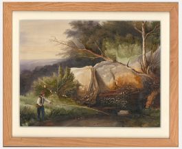 Follower of Simeon Fort (1793-1861) - Framed Watercolour, Fishing For Lunch