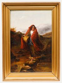 W. D. Halloway - Late 19th Century Oil, Crossing the Stepping Stones
