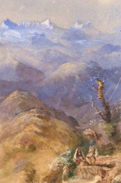19th Century Watercolour - Collecting Firewood