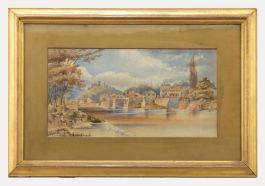 Early 20th Century Watercolour - Houses on the River