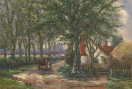 T. F Barrett - Early 20th Century Oil, Cart Horse at the Cottage