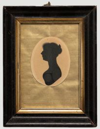 Miniature 19th Century India Ink Silhouette - Victorian Lady in Profile