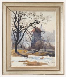 Eric Vasstrom (1887-1958) - 1947 Watercolour, Helsinki in Winter