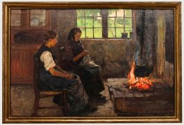 Bertold Genzmer (1858-1927) - Early 20th Century Oil, By the Hearth