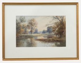 Howard Gull Stormont (1844-1923) - Framed Watercolour, View from the River Bend