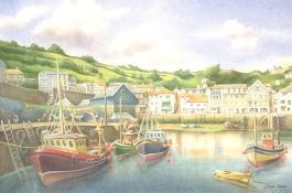 George Dolman - 20th Century Watercolour, Cornish Fishing Harbour