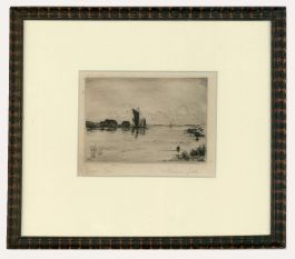 Framed Early 20th Century Etching - Boats at Zuider Zee