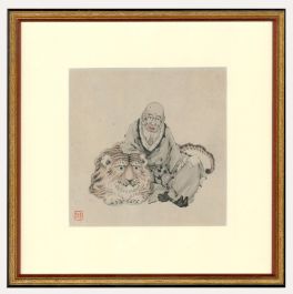 Chinese Sages - Early 20th Century Watercolour, Sage with a Tiger