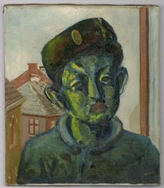 Mid 20th Century Oil - School Boy In Green