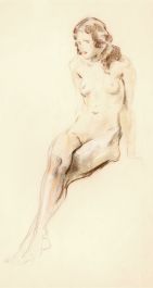 Early 20th Century Pastel - Seated Nude