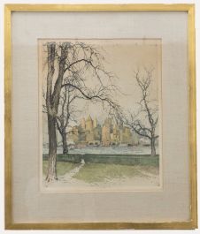 Luigi Kasimir (1881-1962) - Framed Etching, New York from Governor Island