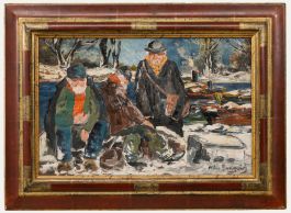 Milio Burquin - Framed 20th Century Oil, Les Pêcheurs