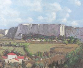 French School Mid 20th Century Oil - Falaises de Lioux
