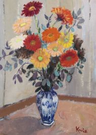 Michel Kritz - 20th Century Oil, Still Life of Gerberas