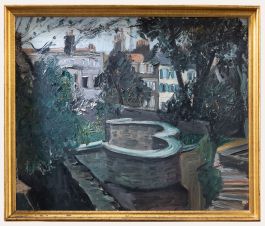 Framed 20th Century Oil - Over the Garden Wall