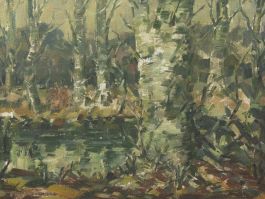 20th Century Oil - Birch Trees by the River