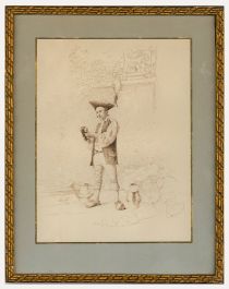 C. Delori  - Late 19th Century Pen and Ink Drawing, The Cobbler