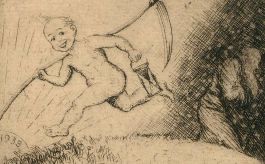Herbert Cutner (1881-1969) - Mid 20th Century Etching, Fleeing Father Time