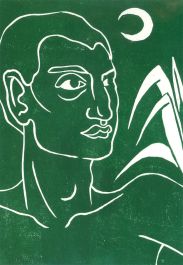 Isabelle Mulvany - 2023 Linoprint, Green Moon