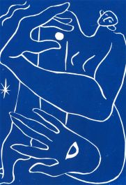 Isabelle Mulvany - 2023 Linoprint, Hold the Moon (Blue)